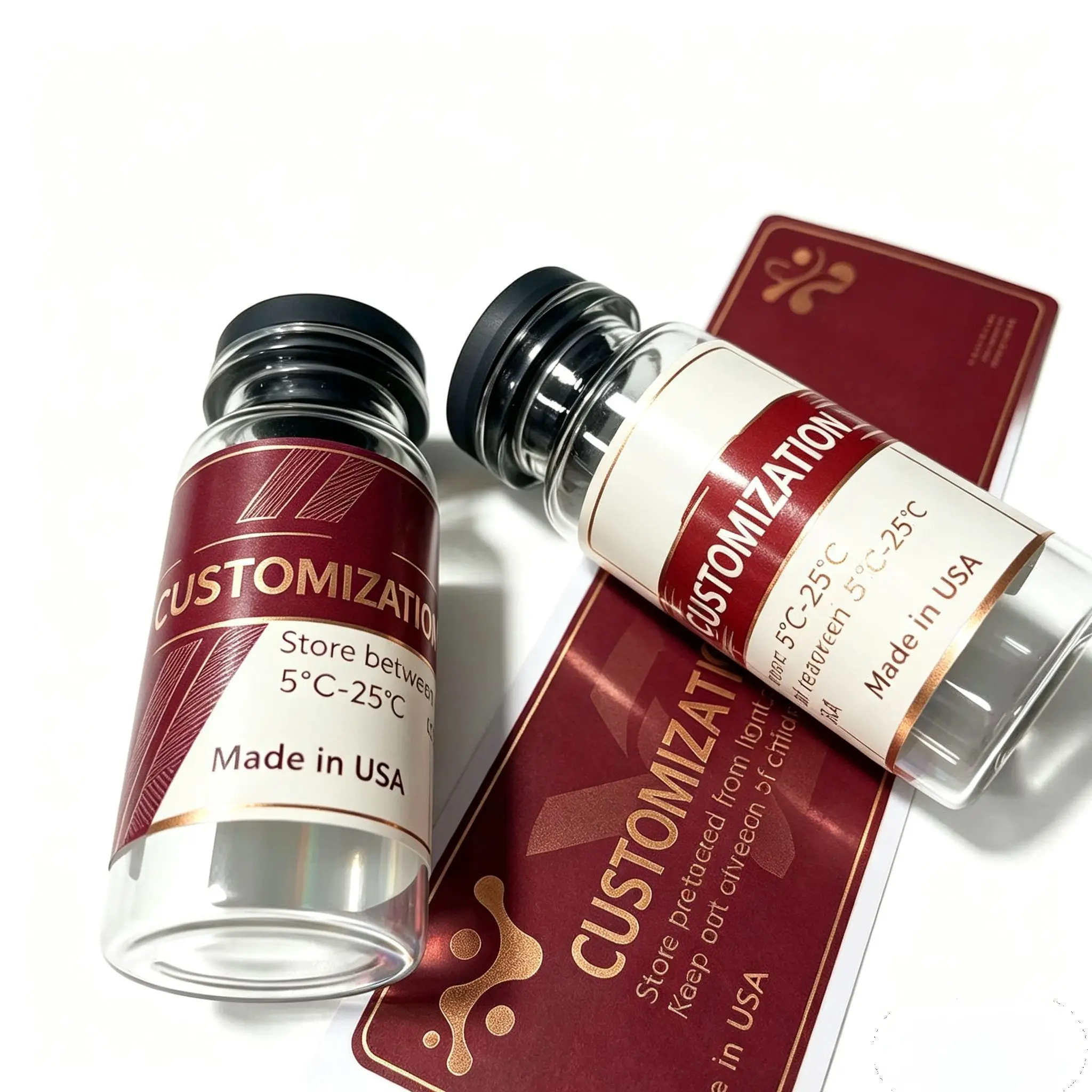 Custom Adhesive Labels,Waterproof Vinyl Stickers for 3ml,5ml,10ml Supplement Vials