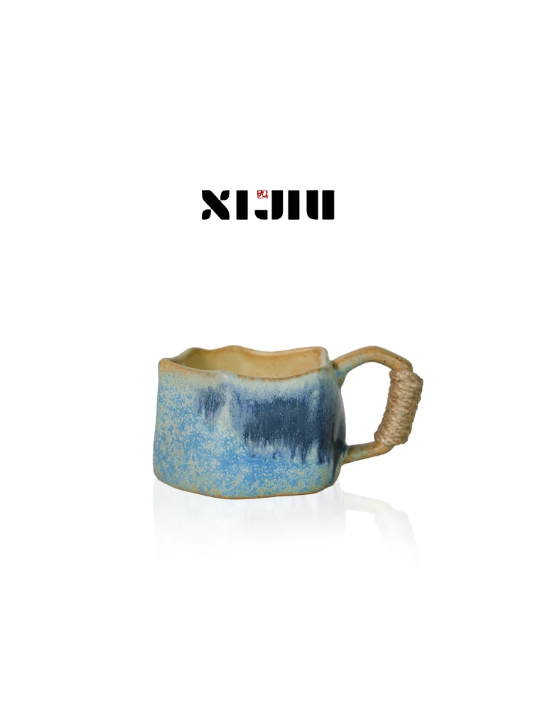  Ceramic Coffee Cup Starry  Story Ice Crack Pattern Kiln Change Small Audience  Style Ceramic Mug Cup