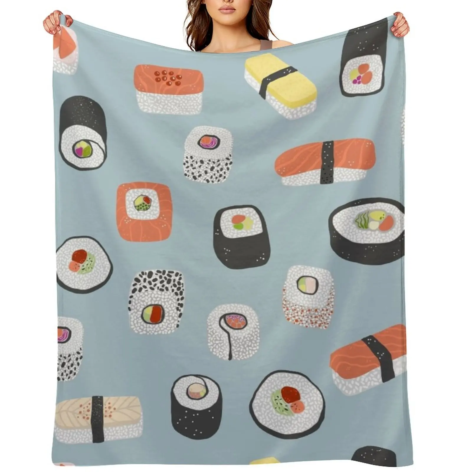

Sushi Roll Maki Nigiri Japanese Food Art Throw Blanket Blankets For Sofas Thins Beach Sleeping Bag Blankets