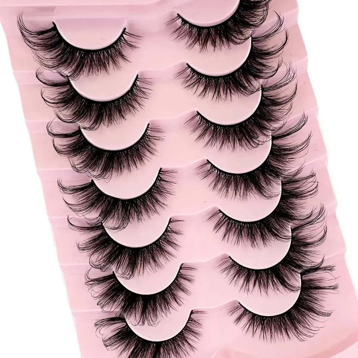 新しい 5D ふわふわまつげ 7 ペア 3D フェイクミンクまつげふわふわソフトうっすらボリュームナチュラルロングつけまつげ再利用可能なまつげメイク