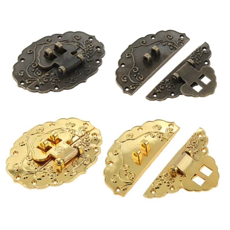 1PC Oval Box Latch Clasp Antique Decorative Hasp Latch with Screws for Jewelry Gift Wine Box Toolbox Suitcase Kitchen Furniture