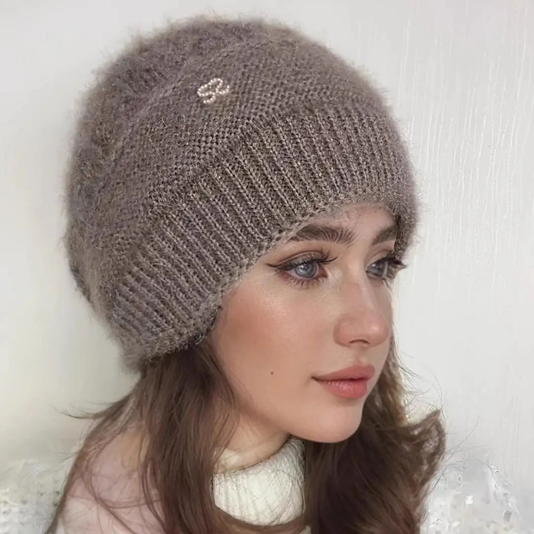 New Women Winter Hat Warm Ear Protection Knit Hats Thicken Woolen Double Layer warm Caps Elderly All-Match Cold Windproof Hats