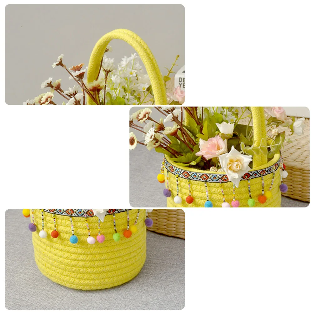 

Simulation Flower Ornament Woven Planter Hamper Fruit Veggie Basket Organizing Baskets Wall Hanging