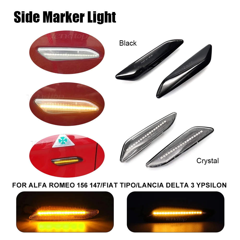 LED Dynamic Turn Signal Light Flowing Water Side Marker Indicator Light For Alfa Romeo 156 147/Fiat Tipo/Lancia Delta 3 Ypsilon