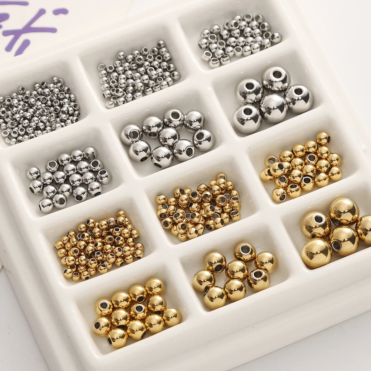 

5-50pcs Stainless Steel Round Loose Beads Rhodium/Gold Color 2-10mm Metal Spacer Beads For DIY Charms Jewelry Making Accessories