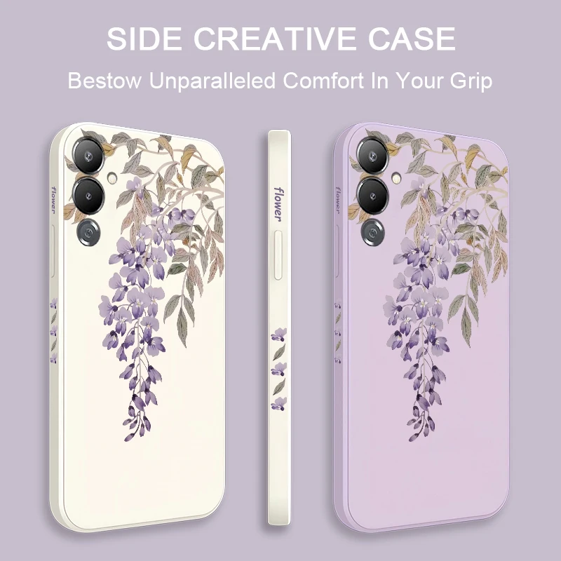 Funda para Infinix Zero 40 GT 20 Pro S5 Lite pintura suave delicadas flores moradas silicona a prueba de golpes parachoques cubierta trasera del teléfono