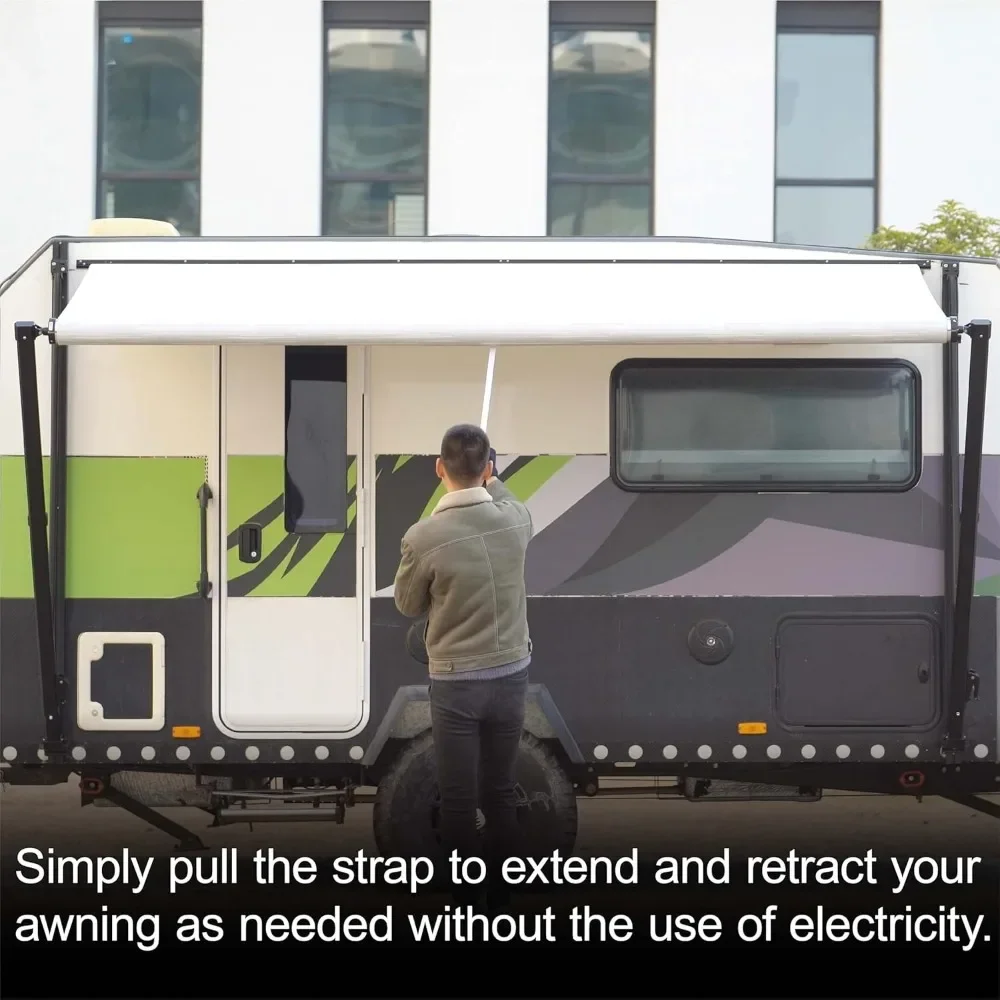 Tenda RV Manual Kit Lengkap Tenda Dapat Ditarik Modular Hitam untuk RV, Roda 5, Trailer Perjalanan, Tenda Trailer RV Motorhome