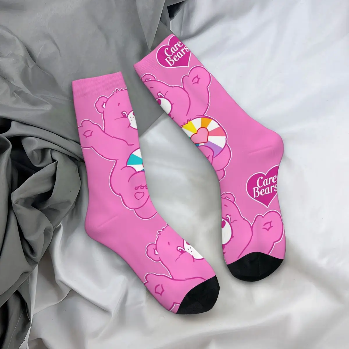 Winter Warm Crazy Design Women Men Care Bears Hopeful Heart Bear Socks Non-slip Skateboard Socks