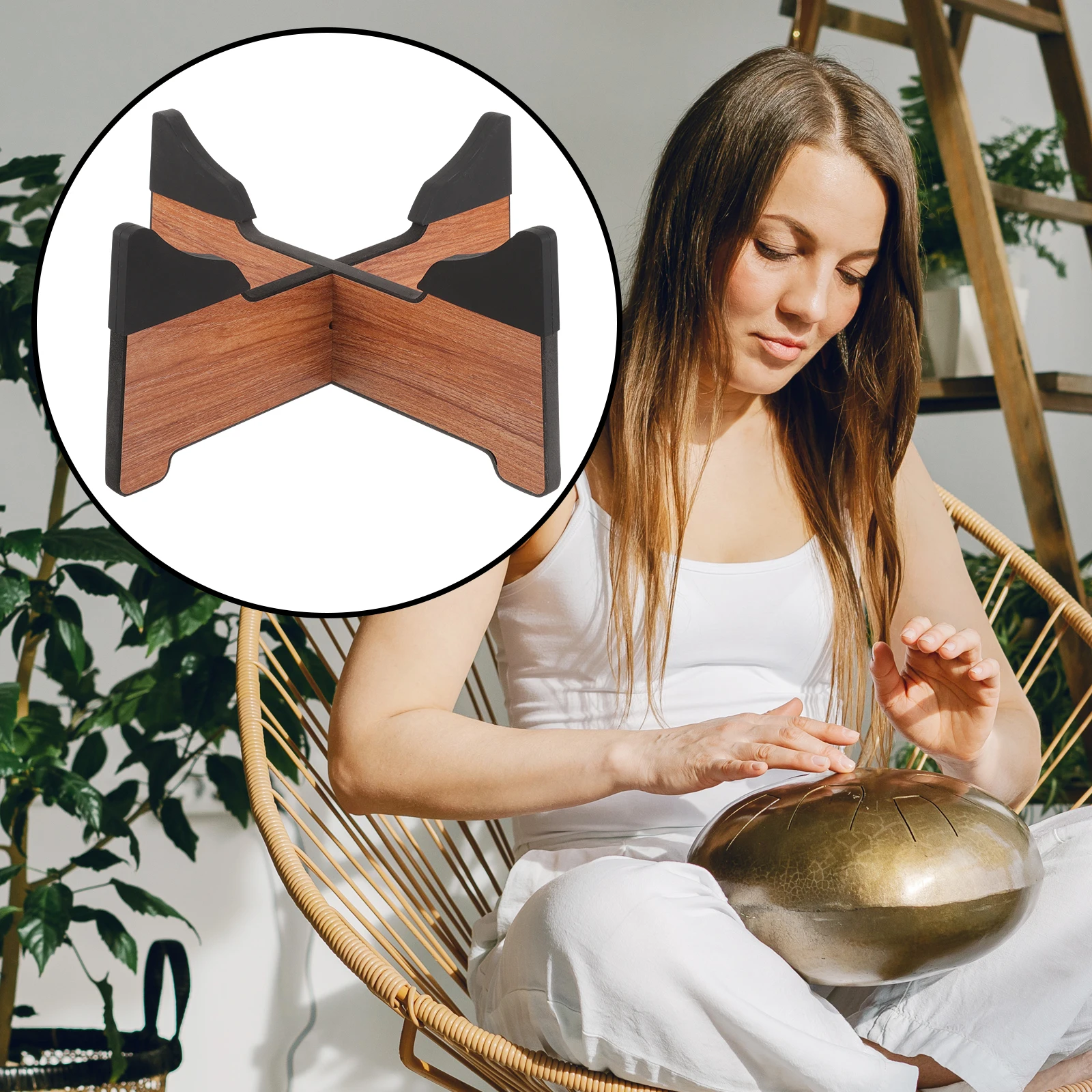 

Ethereal Drum Stand Wood Tongue Bracket Holder Brackets Aldult Professional Hand Pan Support Display