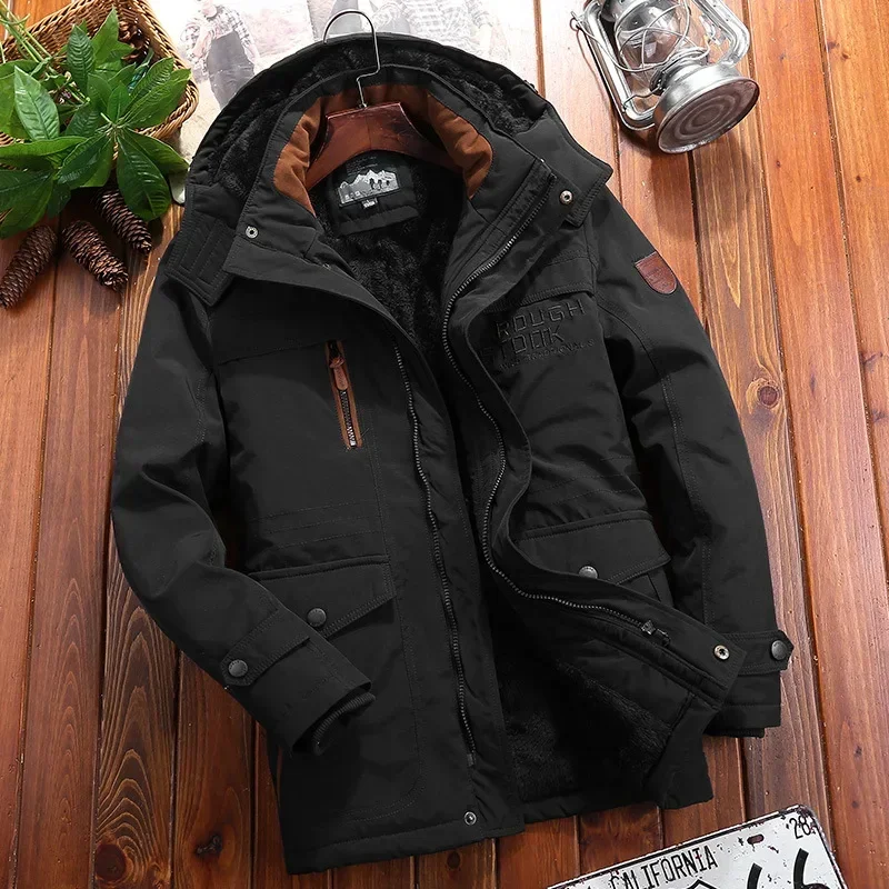 Giacca militare invernale calda da uomo Parka in pile addensare cappotto da uomo Casual agnello Parka giacca Cargo da uomo abbigliamento in velluto militare maschile