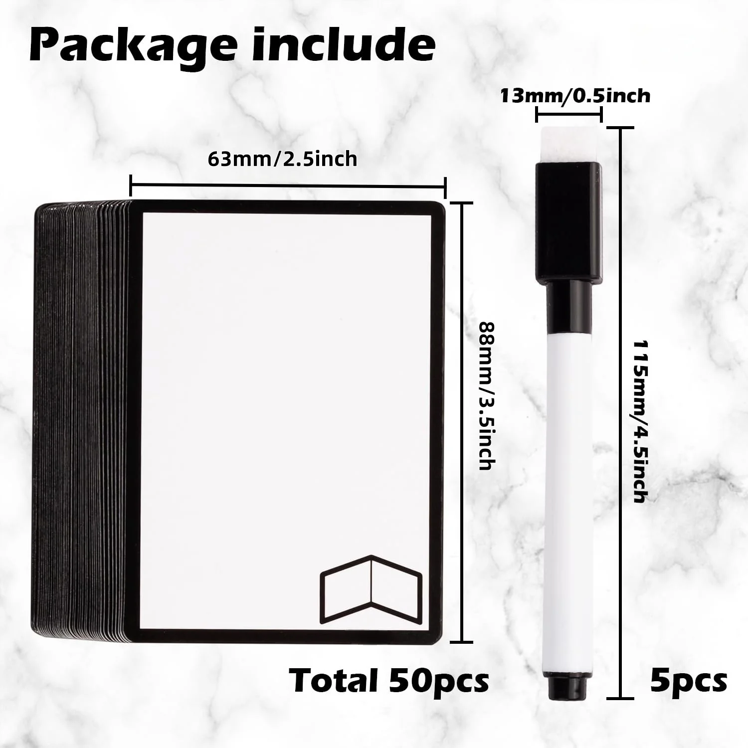 50PCS Reusable Dry Erase Cards Compatible with TCG,MTG & DND–Sided Blank Token Cards with 5PCS Marker, DIY Card Game Accessories