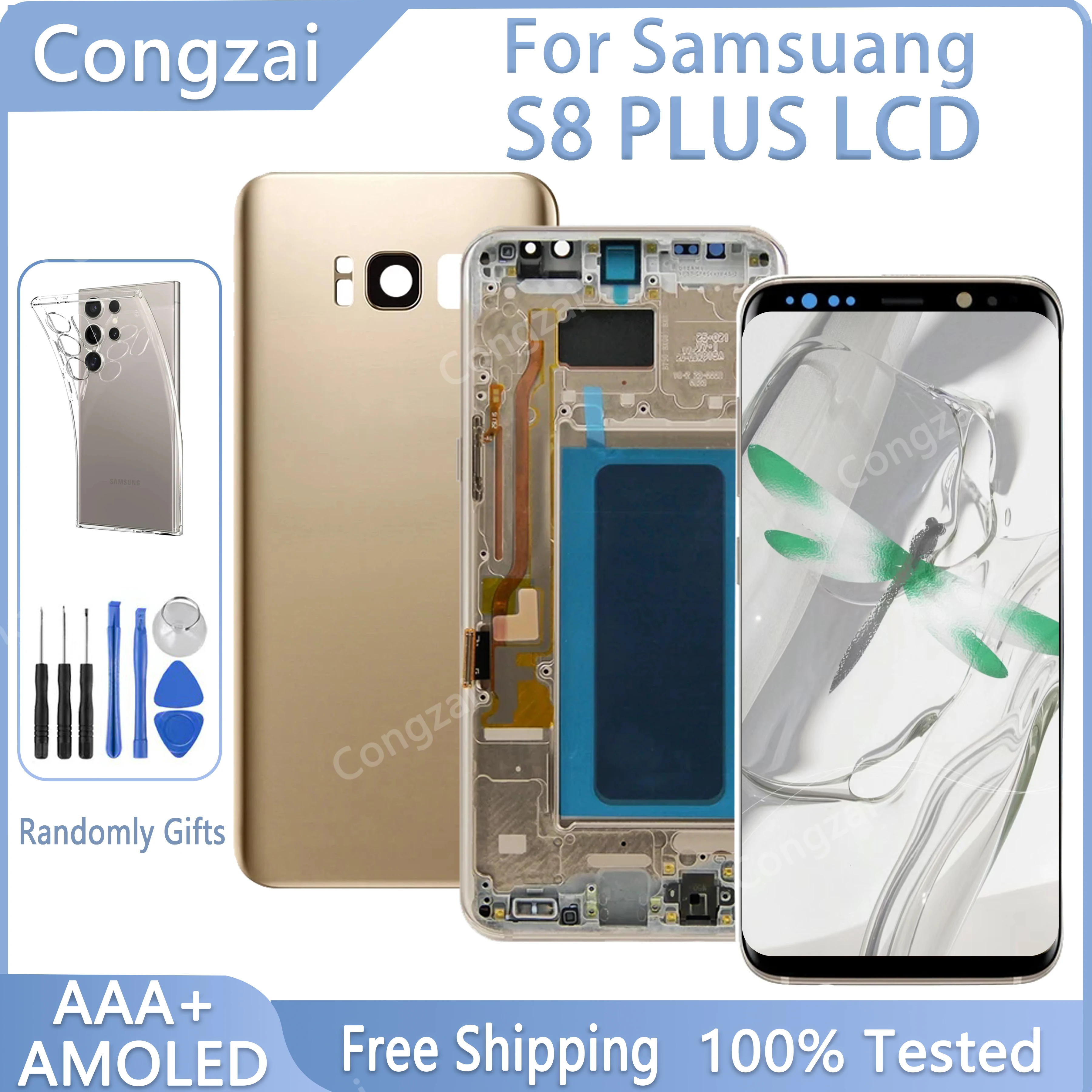 

100% Tested AMOLED S8 PLUS Display For Samsung Galaxy S8 Plus G955 G955F Touch Screen Digitizer Display , Free Back Cover