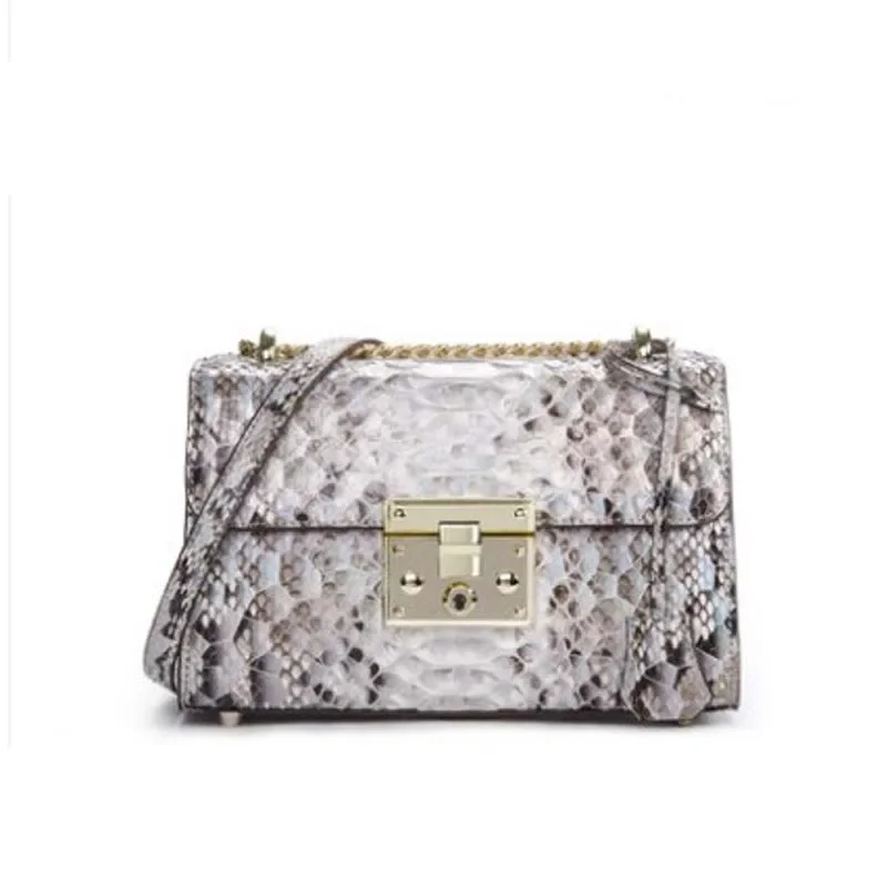 ouluoer  python skin women new chain bag single-shoulder crossbody fashion trend leather women