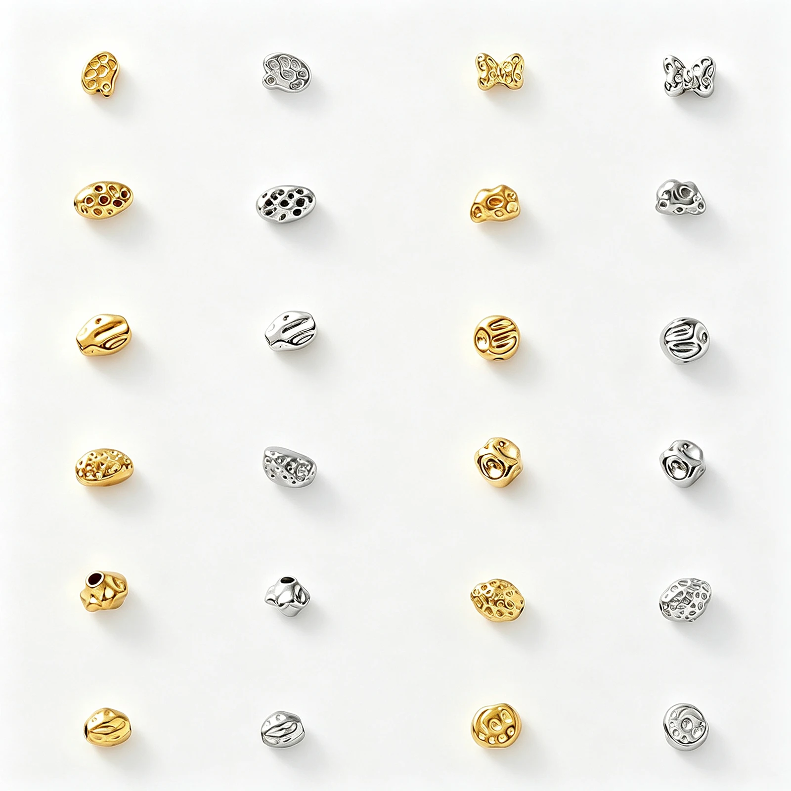 50Pcs/Lot Fashion Gold/Silver Plated Stainless Steel Spacer Through-hole Bead DIY Necklace Accessories Jewelry Gift Wholesale