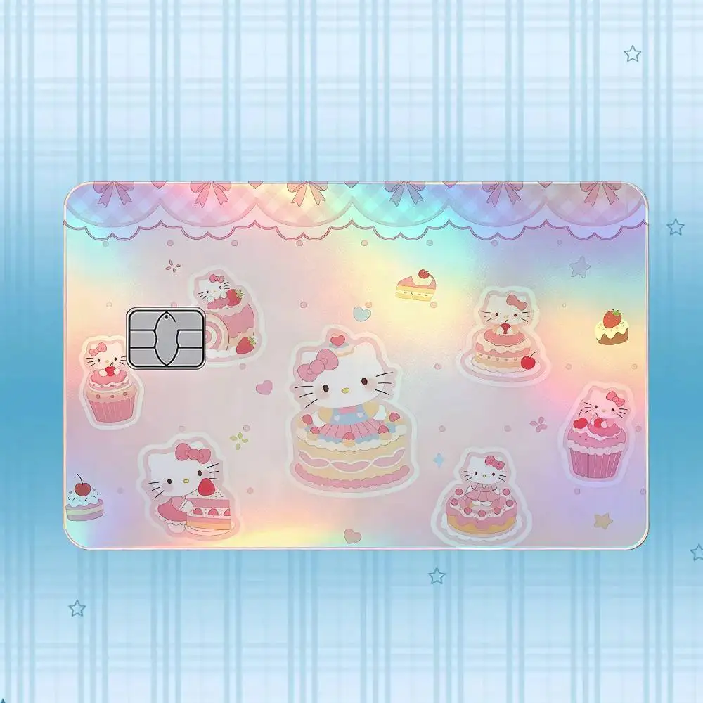 H-Hello Kitty Laser-Holografischer Karten-Skin-Aufkleber für Kredit- und Debitkarten – 4 Stück/Set, wasserfester, kratzfester Schutz – Detail 6