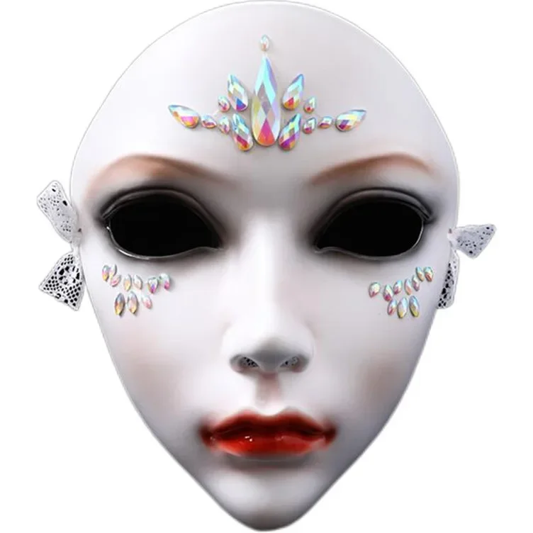 New Chinese Style Makeup Features Resin Mask with Diamond Beauty Face Makeup Princess and Prince Mask