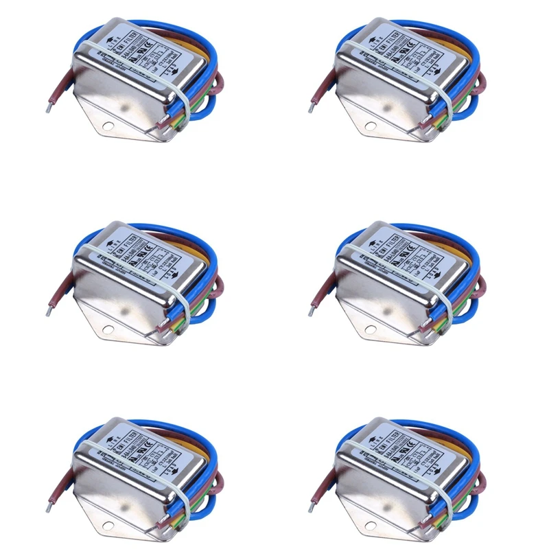 6X AC 115 V / 250 V 6 A EMI Individual Phase Noise Filter