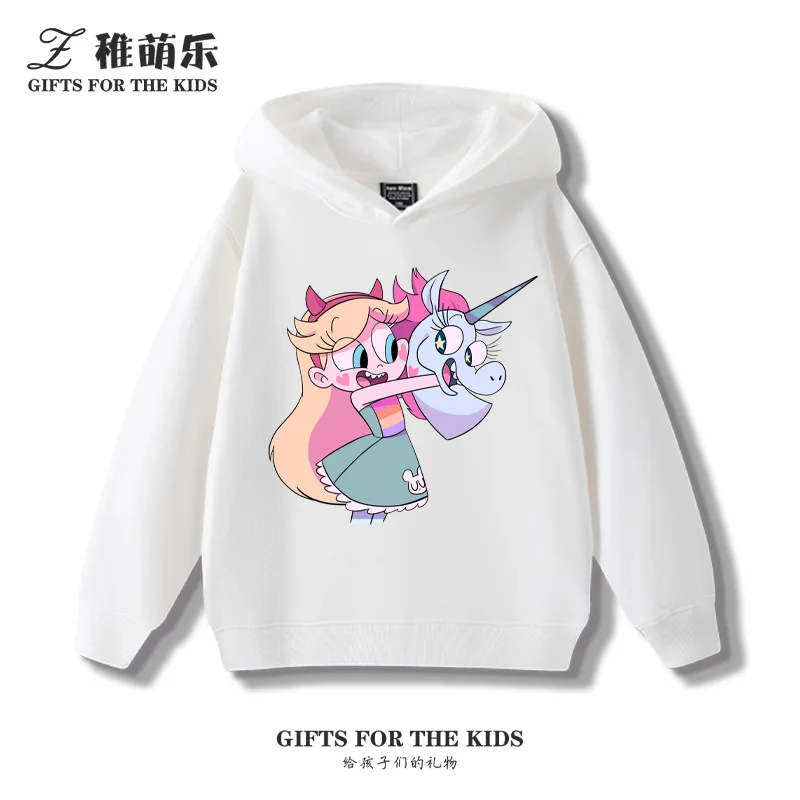 

Disney Star Butterfly Cute Print Girls Casual Fashion Hoodie Autumn and Winter Outdoor Comfortable Warm Kids Hooded Sweatshirt