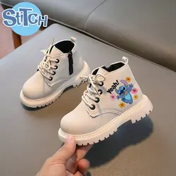 Stitch buty dziecięce wiosna jesień dziecięce botki maluch chłopcy obuwie Anime Cartoon dziewczyna buty z płaskim dnem