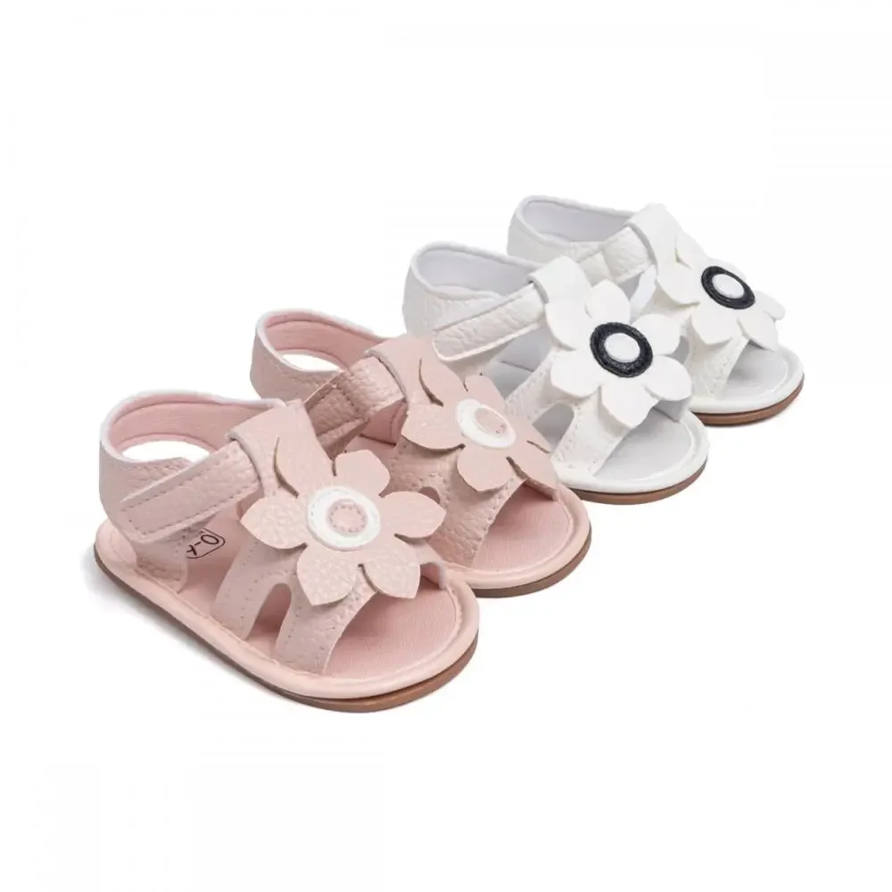 

Summer Cute Newborn Toddler Garden Shoes First Day Walking Shoes Flower Baby Shoes Solid Color Peplum Anti-Slip Rubber Sole