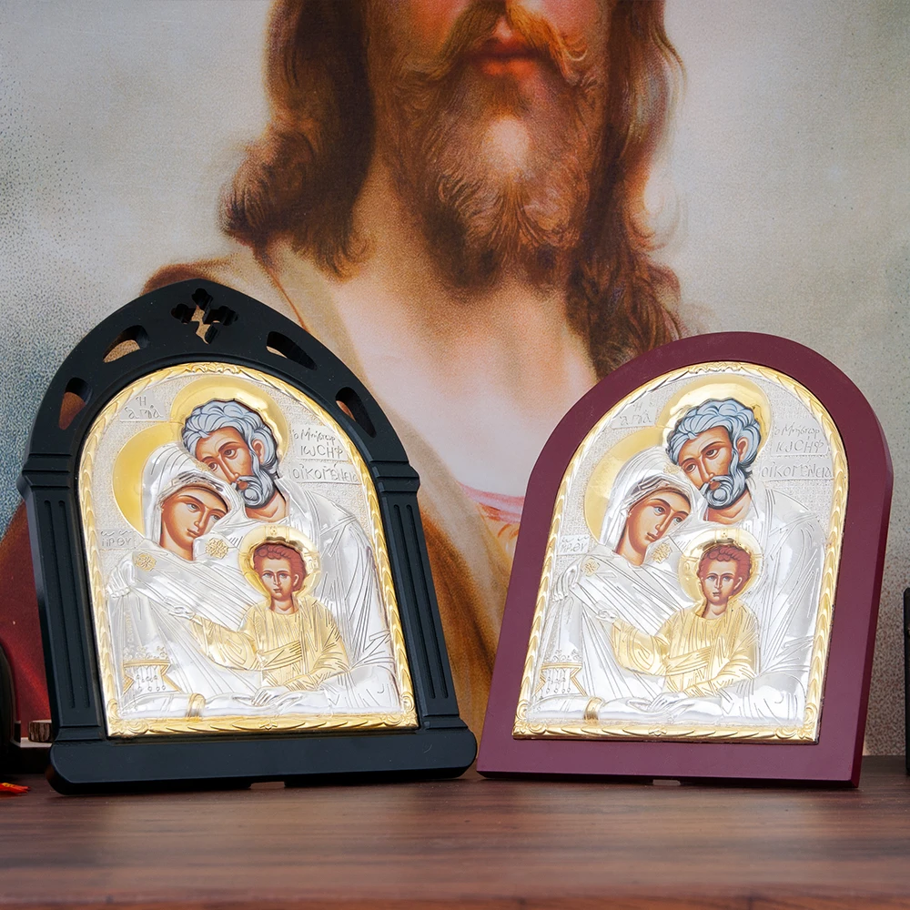 HTISOK Virgin Mary Icon Whole Family Jesus Church Utensils Religious Catholic Orthodox Decoration Christmas Easter Decor