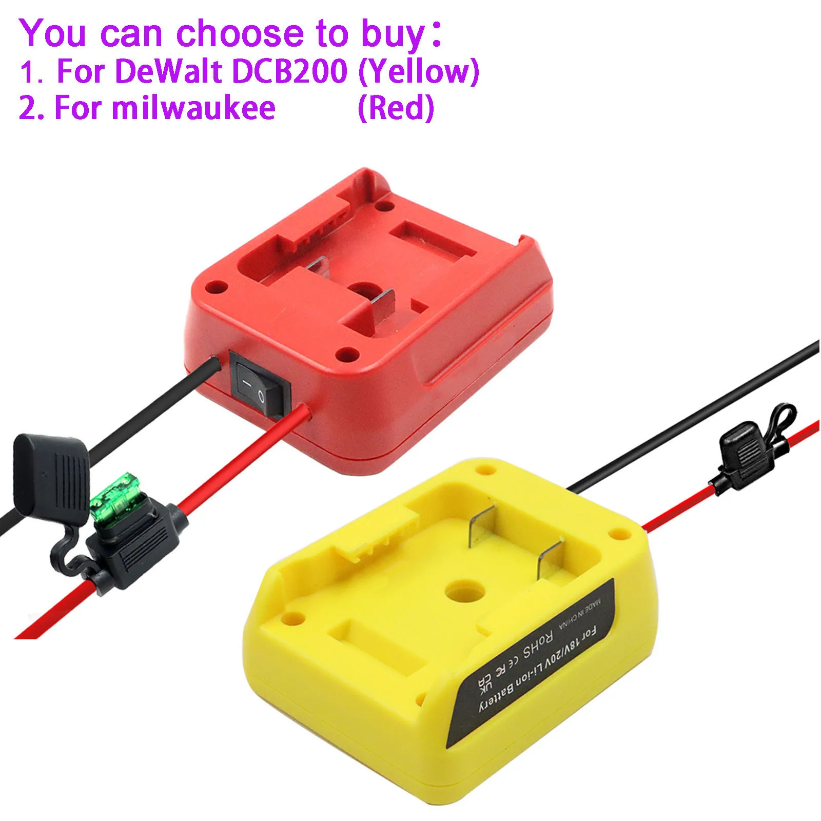 Converter Adapter I/O Switch 30A Fuse For Dewalt For Milwaukee 18V 20V Lithium Battery External Power Supply DIY Connector