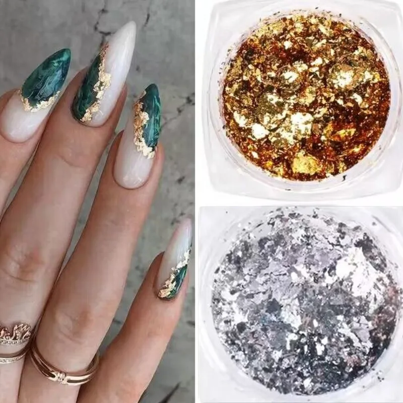 Golden Foil Flakes - Nail Foils Gold Foil For Nail Art, DIY Arts & Crafts, Epoxy, Tumbler, Face And Eye Makeup, Resin Jewelry