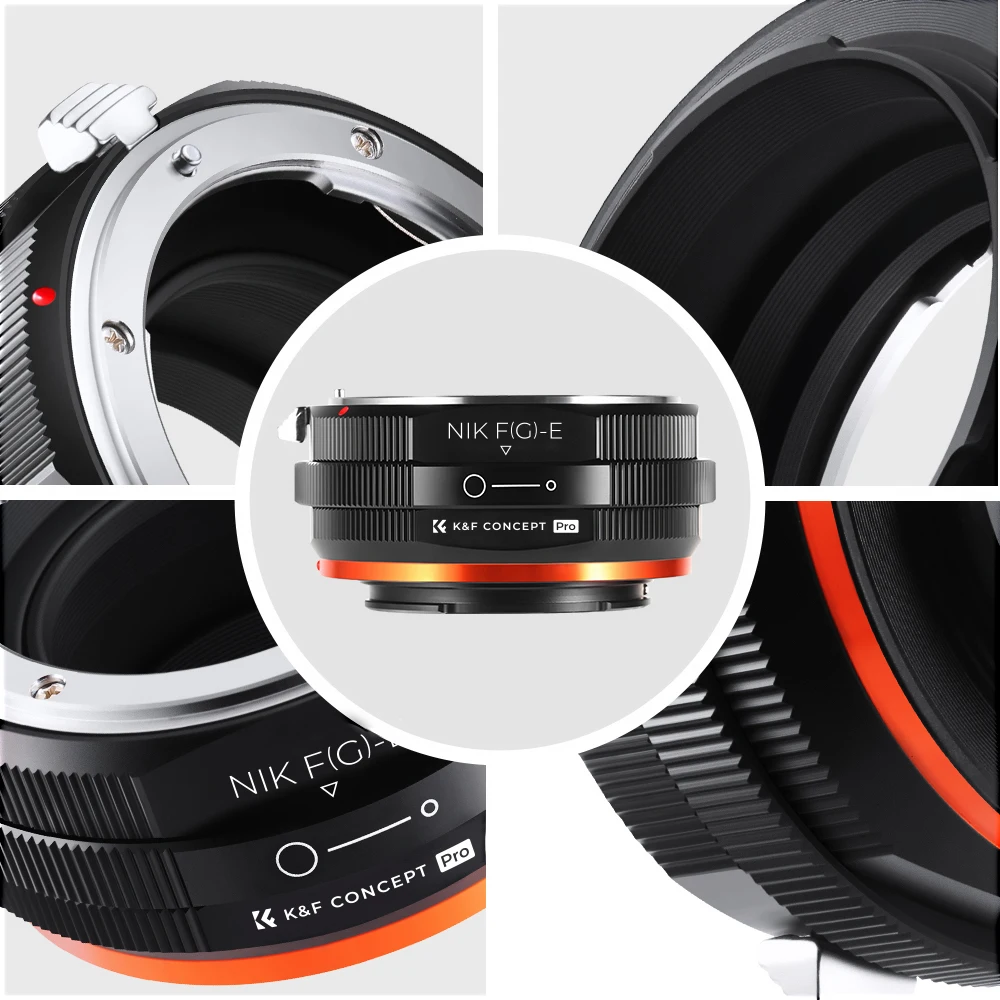 K&F Concept NIK(G) Lens Mount Adapter-E Camera with Aperture Control Ring for Nikon G F Mount Lens to Sony E Series Mount Camera