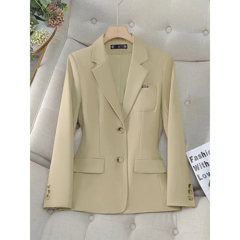 Mode Herbst Winter Frauen Blazer Mantel weibliche Khaki Aprikose rosa Langarm lässig Damen jacke