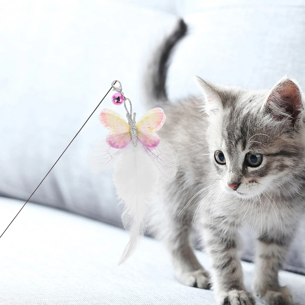 

4 Pcs Replacement Head for Cat Teaser Toys Plume Interactive Refill with Bell and Butterfly Refills Teasing Wand