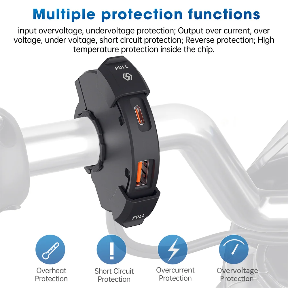 Gadpow Nowa motocyklowa szybka ładowarka USB Wodoodporne gniazdo z portem telefonu komórkowego typu C Gniazdo zasilania Ładowarki mobilne Wtyczka do Moto