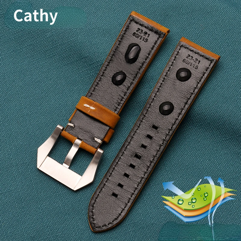 Genuine Leather Watch Band for Zenith Bronze Dafei Leather Watch Strap Pilots Comfortable Wear Watchband Accessories 23mm Men