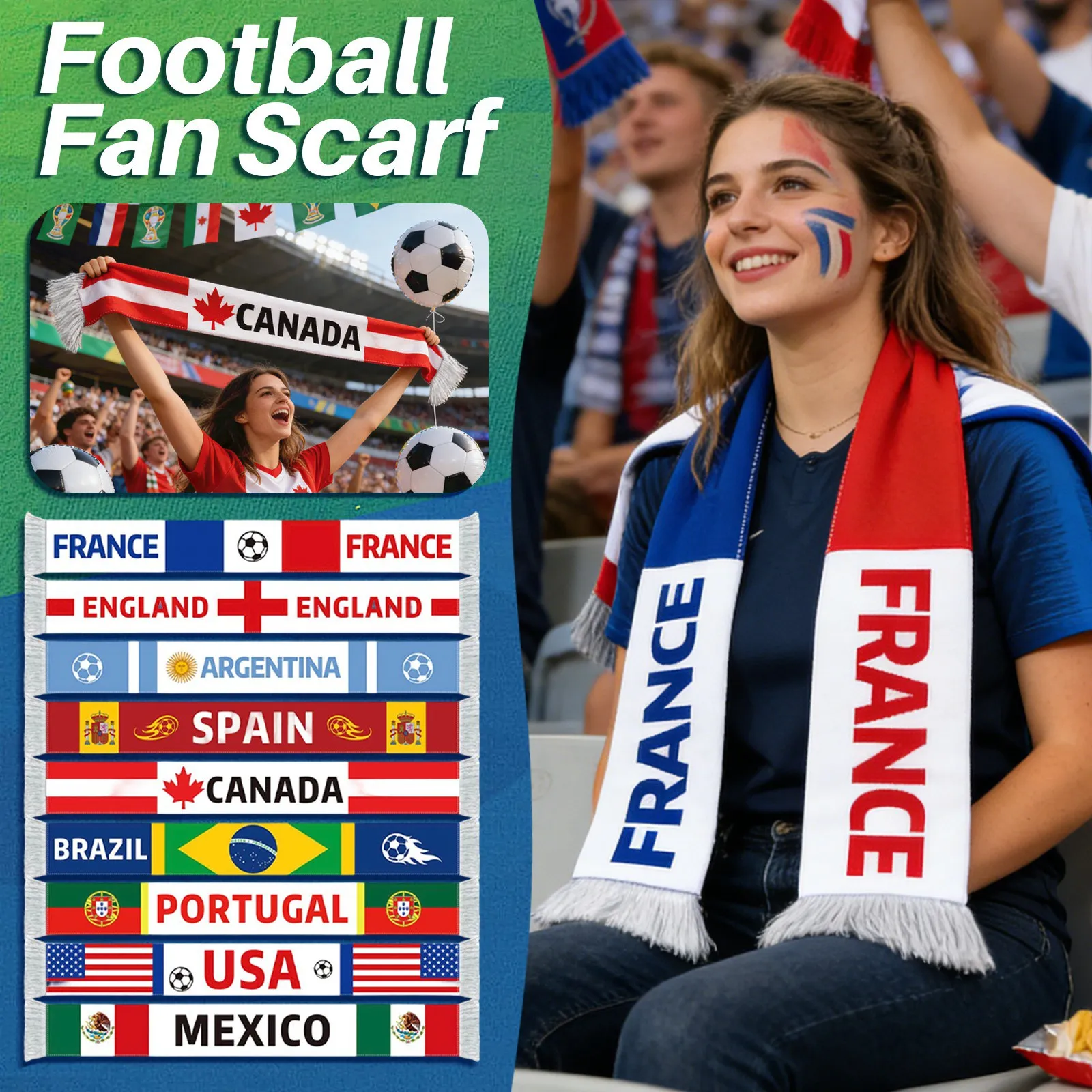 

7.5×60cm Football Game Scarf Football Supplies Clothing Accessorie Fan Cheering Props, Flag Scarves, Party Supplies