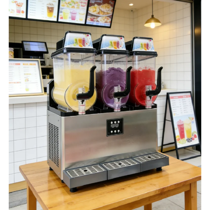 Automatic slush and ice cube production equipment with cooling system for high-volume services