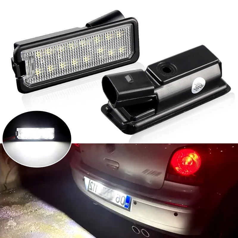 

2PCS LED License Plate Lights for VW Passat B6 CC Eos Golf 4 5 6 7 MK7 Polo Superb Seat Leon Altea - Car Number Lamp White 6000K