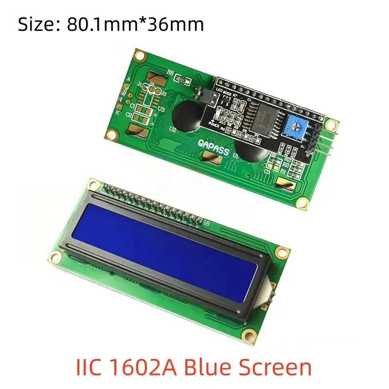Tela LCD azul/amarelo-verde 1602A/2004A/12864B 5V LCD com luz de fundo IIC/I2C