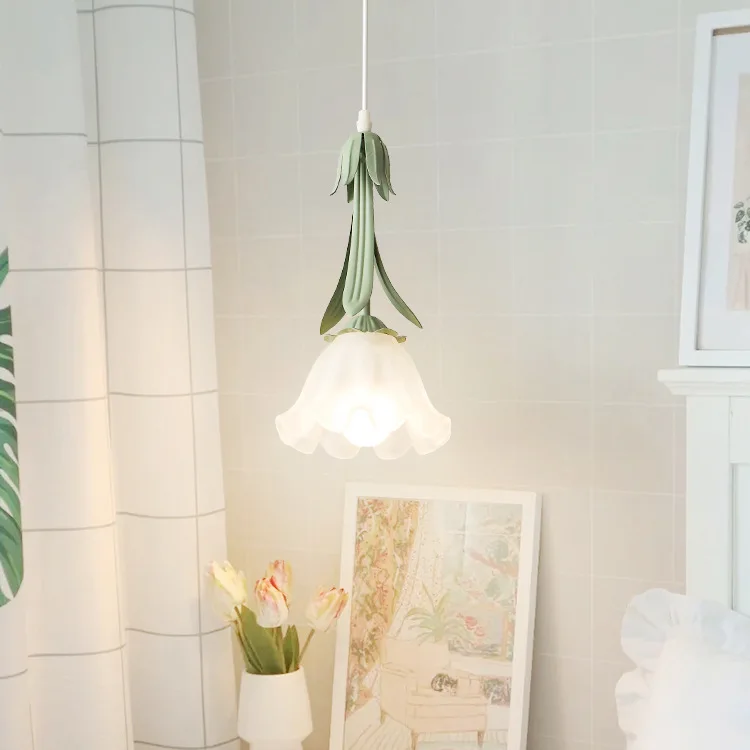 Restaurant pendant light, multi headed countryside lily of the valley flowers, retro bedside cream style lighting fixtures