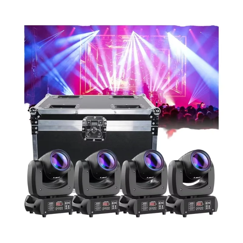 

4-Pack 120W DJ Stage Lighting 18-Facet Prism Moving Head Lights 7 Gobos 8 Colors Beam/Spot/Strobe DMX-512 Stage Lighting