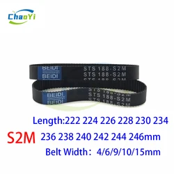 S2M Rubber Timing Belt Length 222 224 226 228 230 234 236 238 240 242 244 246mm Width 4/6/9/10/15mm Synchronous Toothed Belt