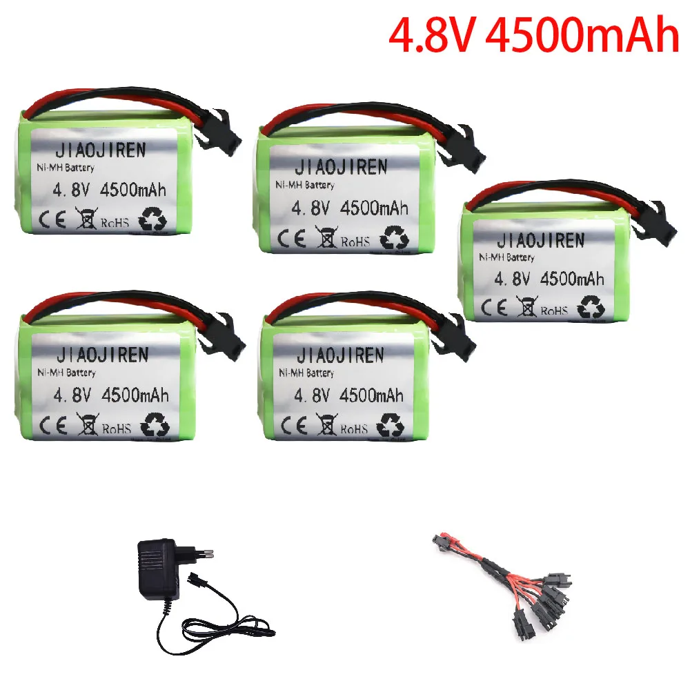 (SM Plug) Ni-MH 4.8v 4500mah Battery + USB Charger For Rc toys Cars Tanks Robots Boats Guns 4* AA 4.8v Rechargeable Battery Pack