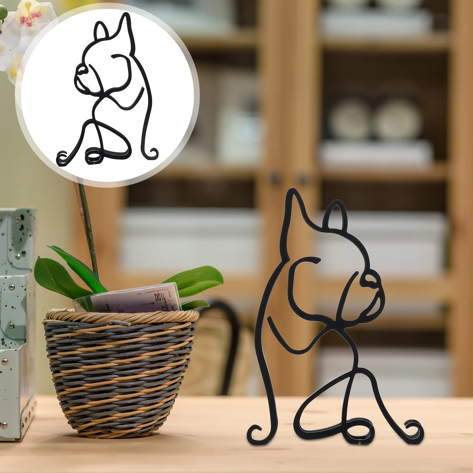 

Iron Craft Bulldog Fine Craftsmanship Black Desktop Ornament Home Decor Living Room Office Adornment Animal Design Festival Gift