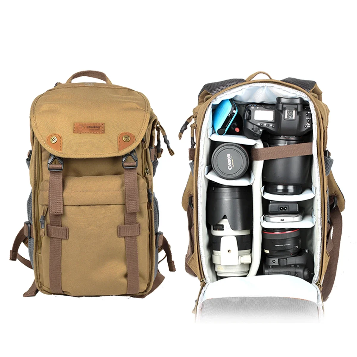 Disekerg 22L Vintage Camera Backpack Shockproof 900D Polyester Bag With Rain Cover For Canon Nikon Sony DSLR Mirrorless Camera
