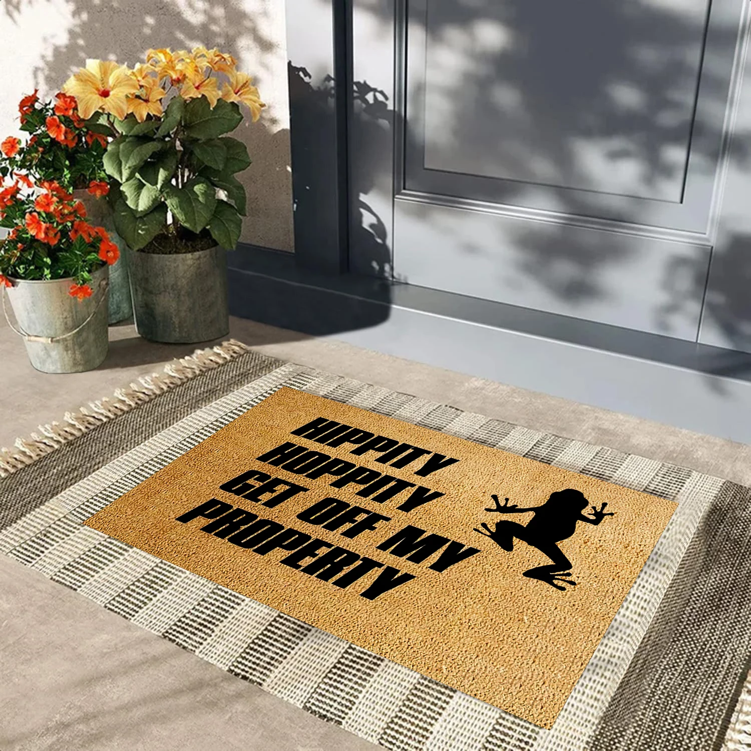 

Hippity Hoppity Get Off My Property Door Mats Rubber Backing Anti-Slip Funny Entrance Way Doormat For Home Decor Kitchen Rugs