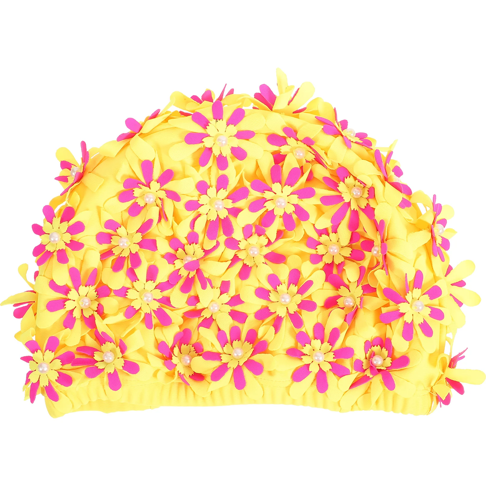 

Flower Swimming Cap Waterproof Stretchy Caps for Women Swimmers Adults Hair Protection Floral Swim Hat Reusable