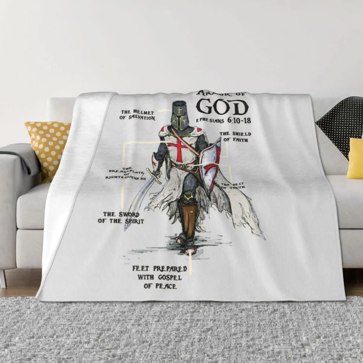 

Templar Shield Cross Medieval Warrior Sword Knights Templar Armor of God Helmet Emblem Throw Blanket Summer Blankets