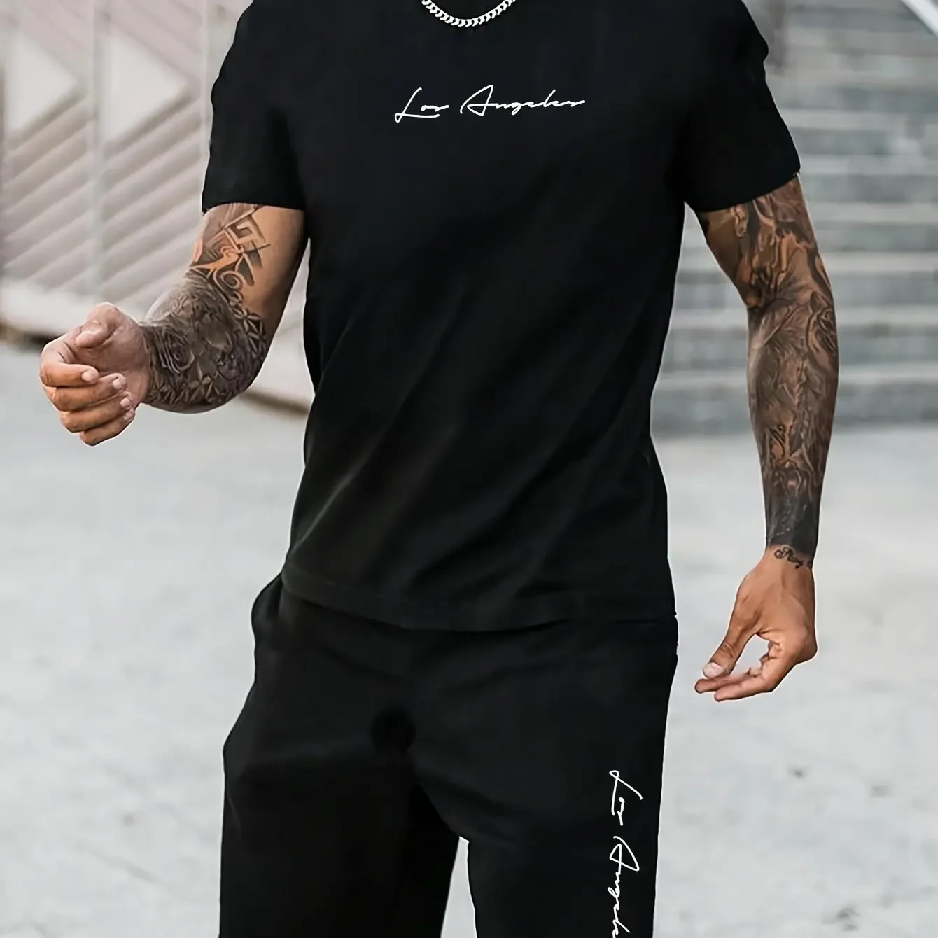 

Simple Casual Men's T-shirt Shorts 2-piece Set Large Size Loose Sports Short Sleeve And Shorts Set Holiday Men's Clothing