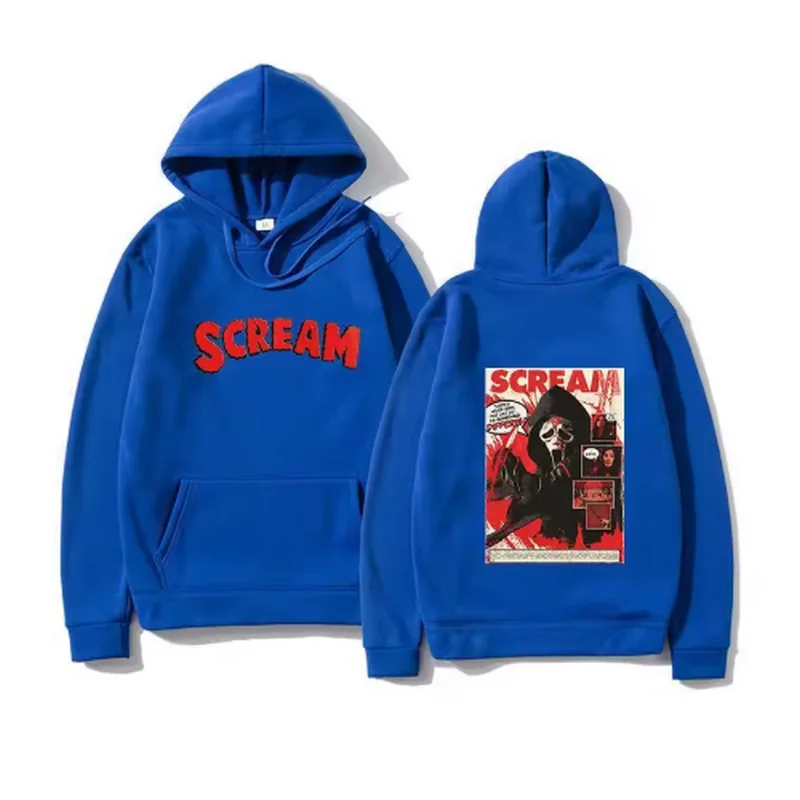 الصراخ السادس Ghostface هوديي جديد الخريف والشتاء الرجال الرجال موضة جديدة بلوزات فضفاضة عادية Harajuku قناع السترة ملابس رياضية