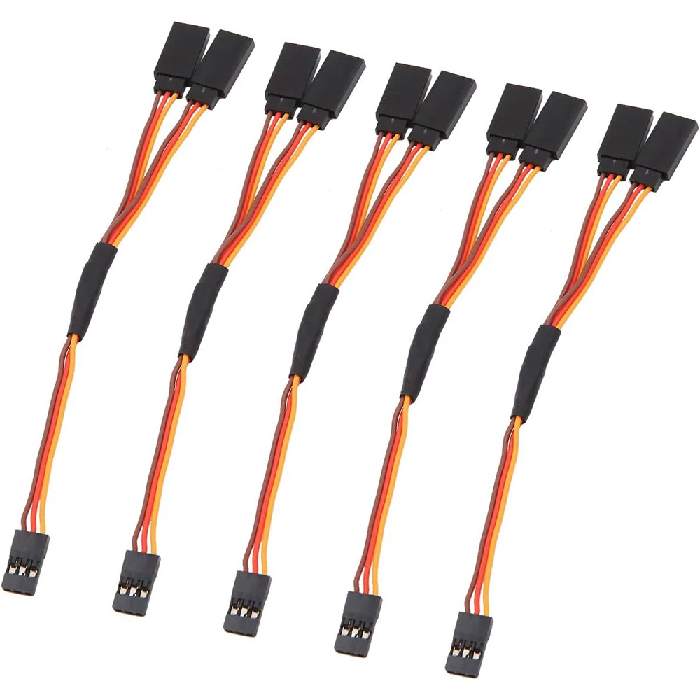 5pcs Servo 1 Male to 2 Female Y Harness Leads Splitter Cable JR/Futaba Style Servo Splitter Cable Extension Wire