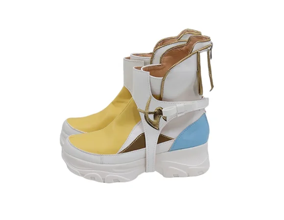 Chaussures sphène femme bottes blanches et jaunes Halloween Cosplay FINAL FANTASY XIV accessoire bottes sphène