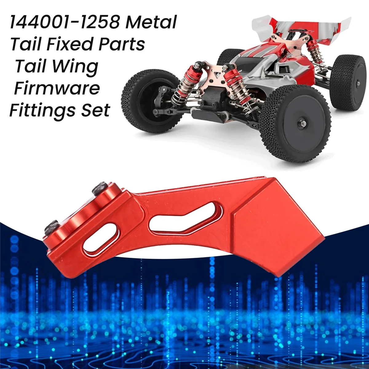 144001 -1258 peças fixas de cauda de metal conjunto de acessórios de firmware de asa traseira para Wltoys 144001   Peças de carro RC 1/14 4WD, vermelho